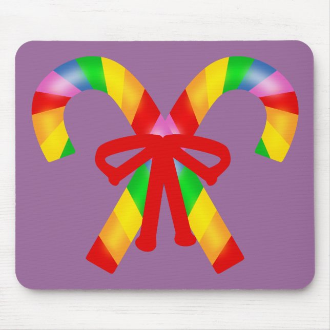 Rainbow Candy Canes Mouse Pad (Front)