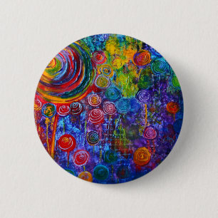 Rainbow Candy Colourful Swirls Art Design 2 Inch Round Button