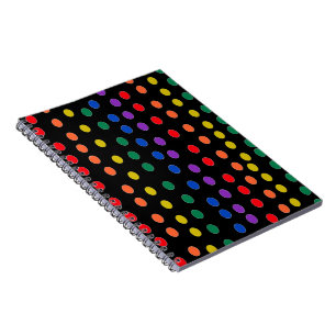 Rainbow Candy Dots on Black Notebook