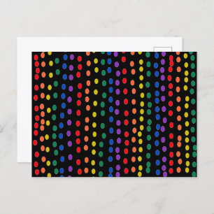 Rainbow Candy Dots on Black  Postcard
