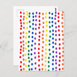 Rainbow Candy Dots on White  Postcard