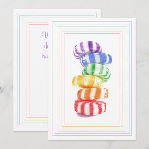 RAINBOW CANDY Flat Birthday Card