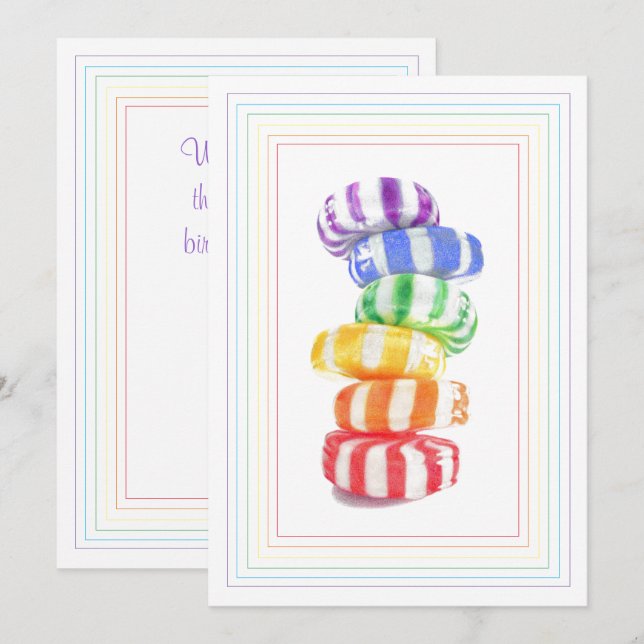 RAINBOW CANDY Flat Birthday Card (Front/Back)