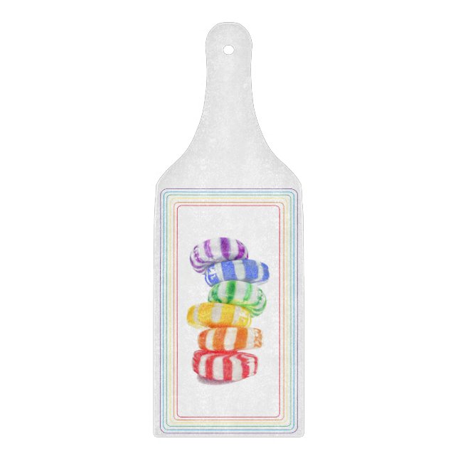 RAINBOW CANDY Glass Cutting Board Paddle (Front)