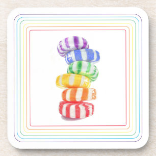 RAINBOW CANDY Hard Plastic Coasters