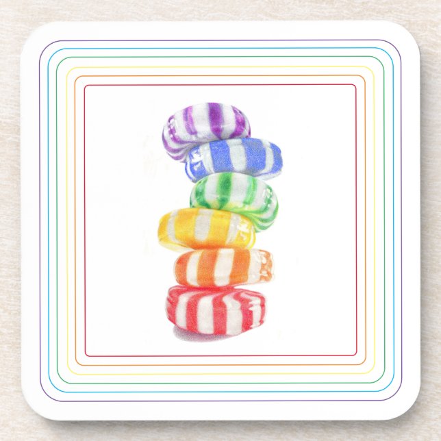 RAINBOW CANDY Hard Plastic Coasters (Front)