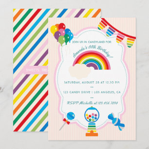 Rainbow Candy Invitation à la fête d'anniversaire