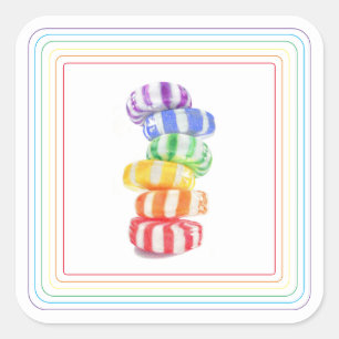 RAINBOW CANDY Large Square Stickers