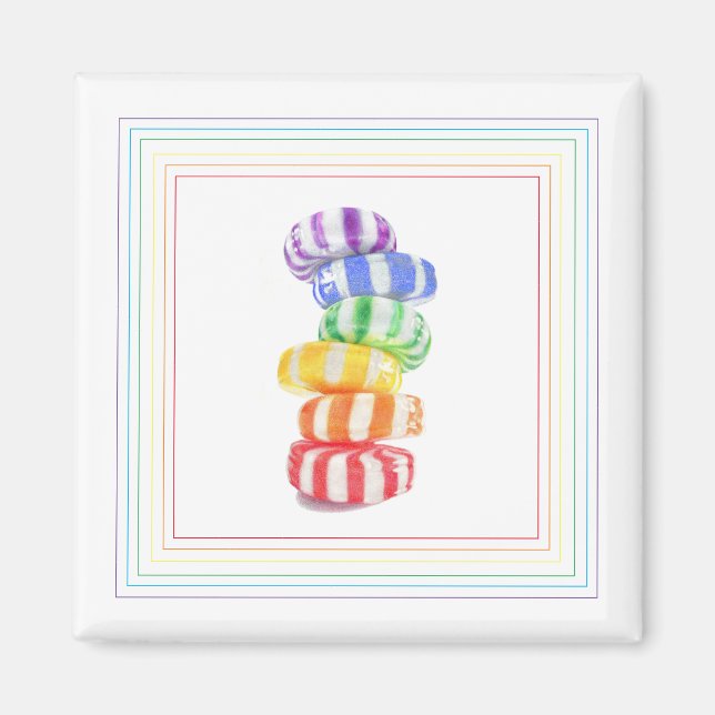 RAINBOW CANDY Magnet Carré (Devant)