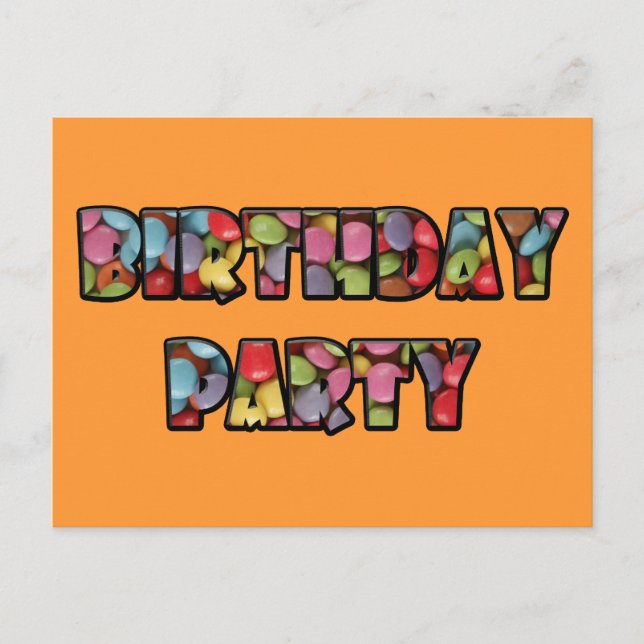 rainbow candy party postcard (Front)