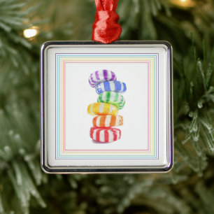 RAINBOW CANDY Premium Square Ornament