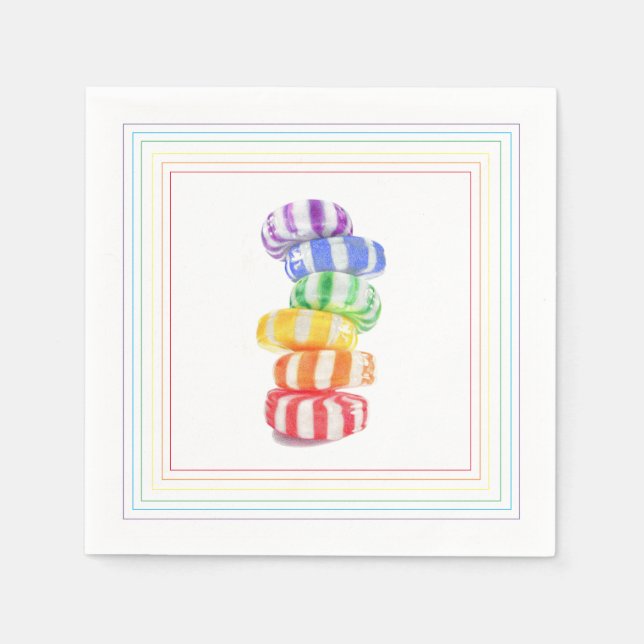 RAINBOW CANDY Standard Cocktail Paper Napkins (Front)