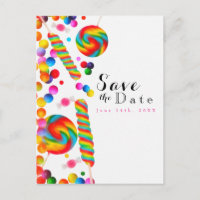 Rainbow Candy Sweet Birthday Party Save the Date