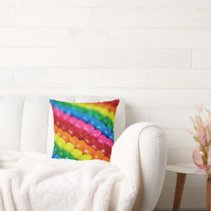 Rainbow Candy Throw Pillow
