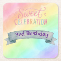 Rainbow Candyland Birthday Party Coasters