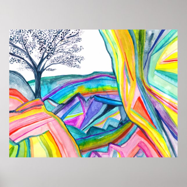 Rainbow Canyon Watercolor Poster (Front)