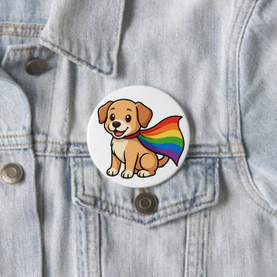 Rainbow Cape Puppy – LGBTQ++ Pride Design 3 Inch Round Button