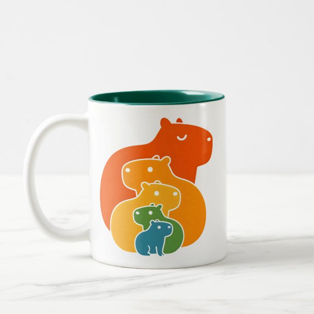 Rainbow capybaras  Two-Tone coffee mug (Left)