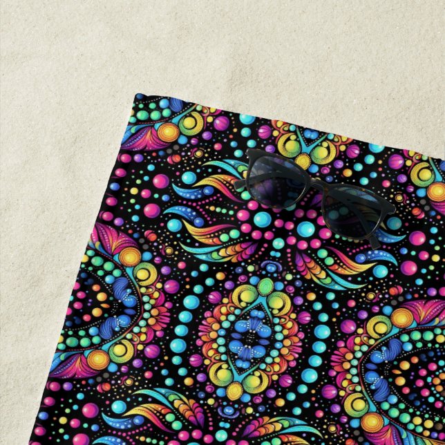 Rainbow Carnival Beach Towel (In Situ)