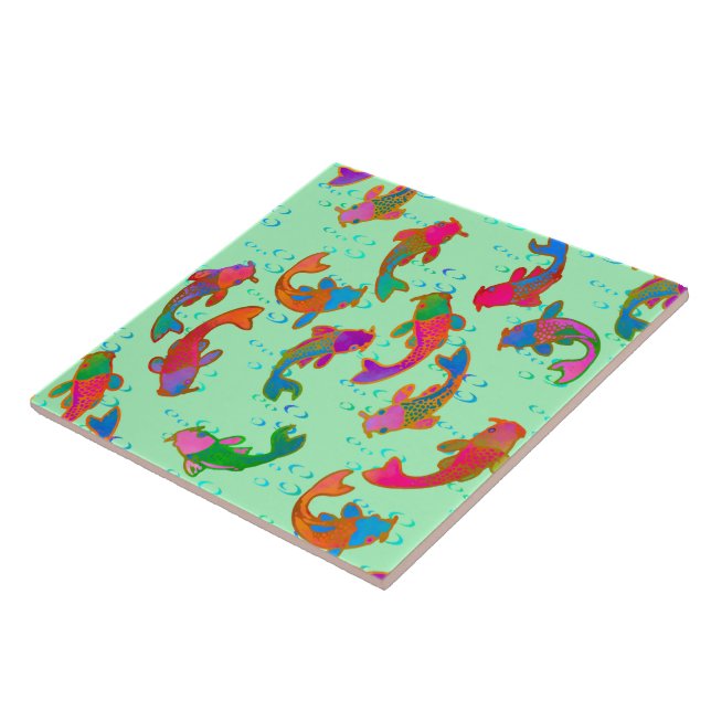 Rainbow Carp Dancing in the Rain Tile (Side)