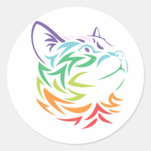 Rainbow Cat Art Classic Round Sticker