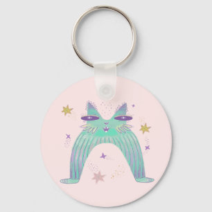 rainbow cat art keychain
