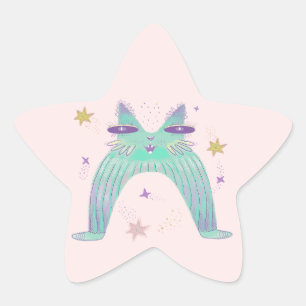 rainbow cat art star sticker