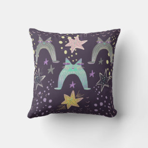 rainbow cat art throw pillow