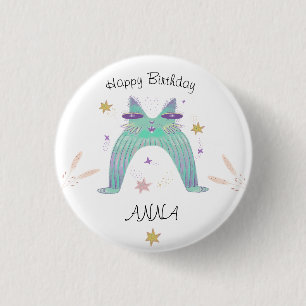 rainbow cat birthday 1 inch round button