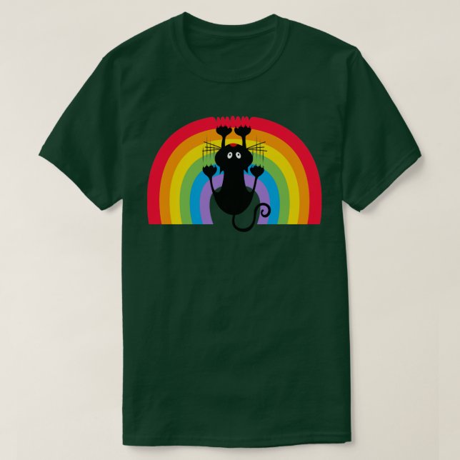 rainbow cat funny cat on the rainbow T-Shirt (Design Front)