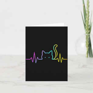 Rainbow cat heartbeat card