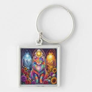 rainbow cat keychain 