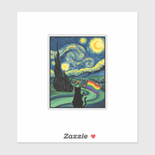 Rainbow Cat Night Landscape Vector Shirt Design_1