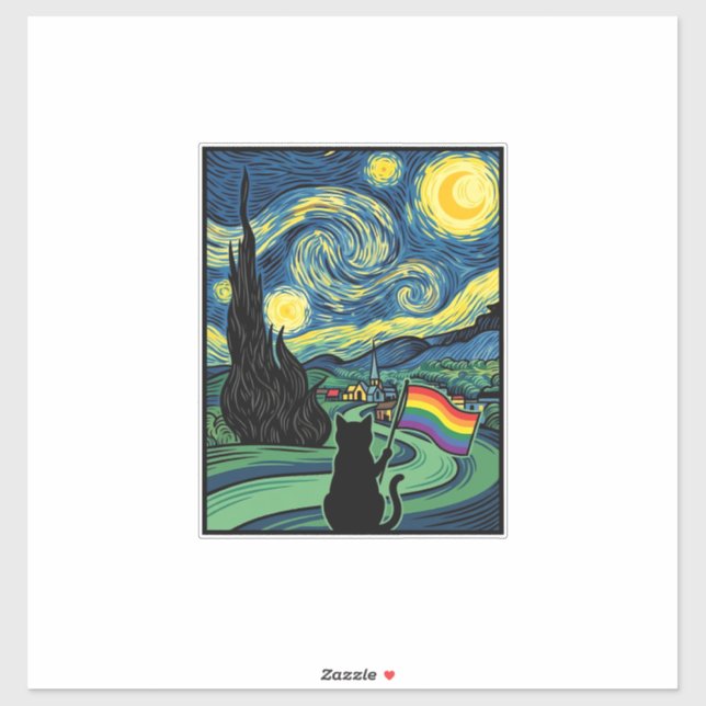 Rainbow Cat Night Landscape Vector Shirt Design_1 (Sheet)