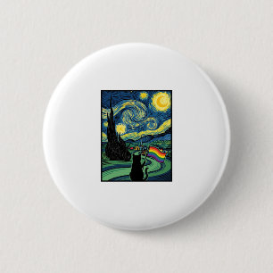 Rainbow Cat Night Landscape Vector Shirt Design_1 2 Inch Round Button