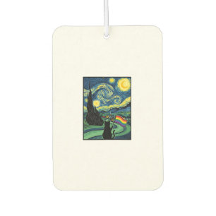 Rainbow Cat Night Landscape Vector Shirt Design_1 Air Freshener