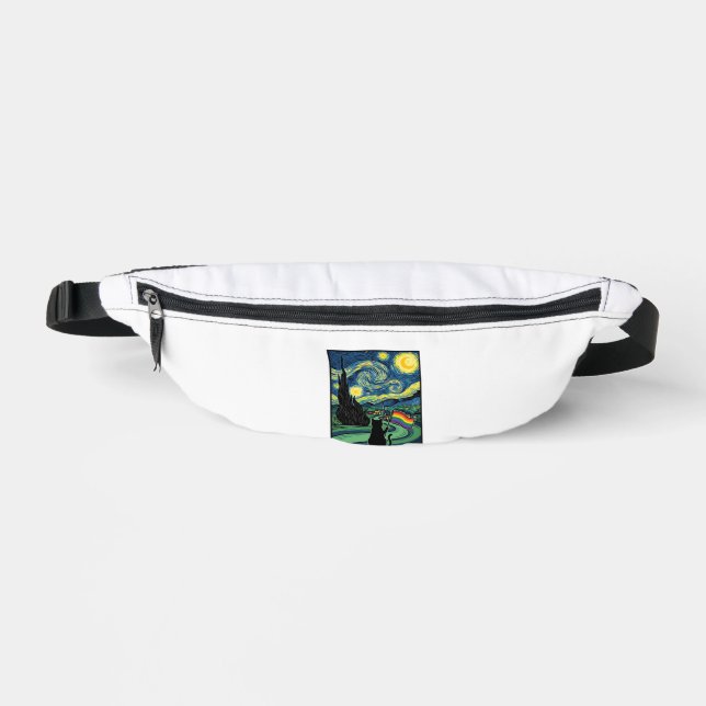 Rainbow Cat Night Landscape Vector Shirt Design_1 Fanny Pack (Front)