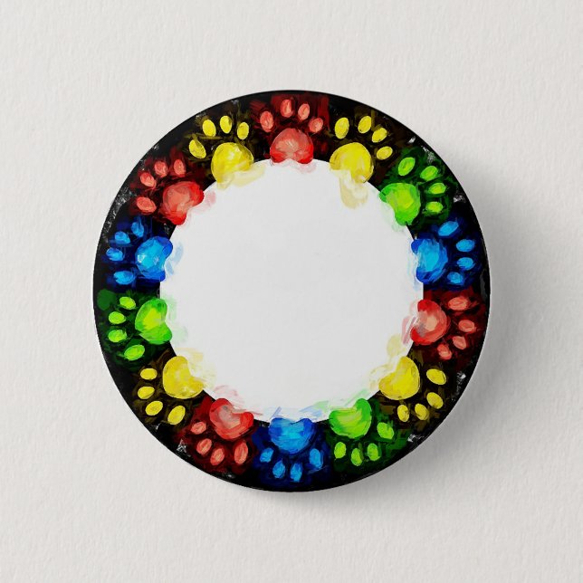 Rainbow Cat Paws 2 Inch Round Button (Front)