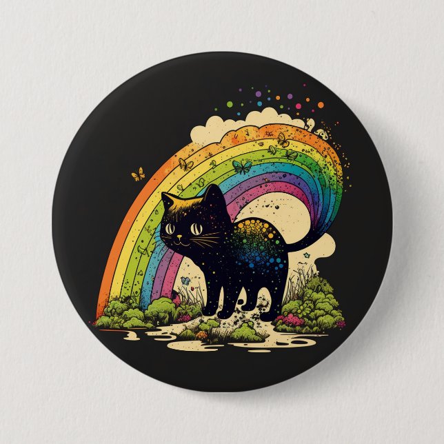 Rainbow cat pin lgbtq cute (Front)