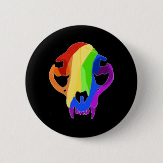 Rainbow Cat Skull 2 Inch Round Button