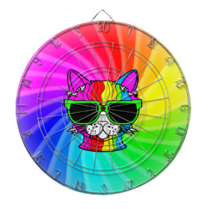 Rainbow Cat Twirl Dartboard