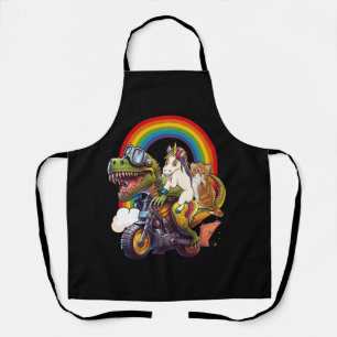 Rainbow Cat Unicorn Dinosaur T Rex Kitten Lover Sp Apron