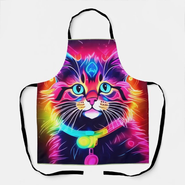 Rainbow Cat Vibes Apron (Front)