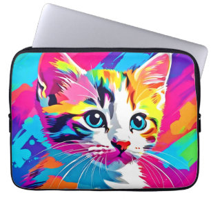 Rainbow Cat: Vivid Portrait Laptop Sleeve