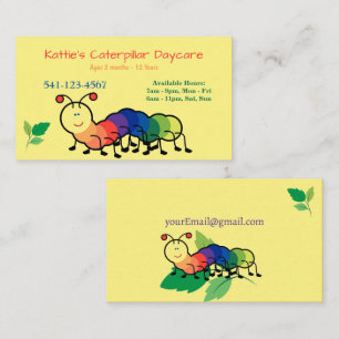 Rainbow Caterpillar Cartes de visite de garderie