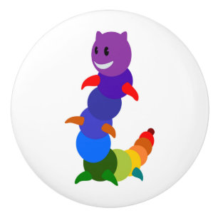 RAINBOW CATERPILLAR CERAMIC KNOB