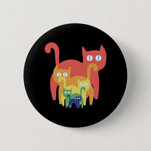 Rainbow Cats 2 Inch Round Button (Front)