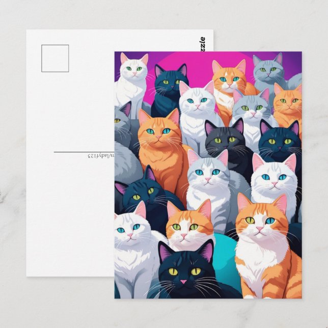 Rainbow Cats, Postcrossing Postcard (Front/Back)