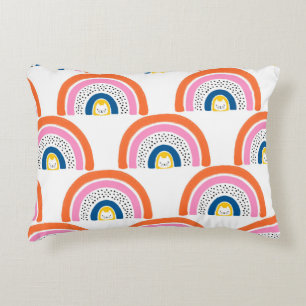 Rainbow cats seamless kids pattern. Cute hand draw Accent Pillow