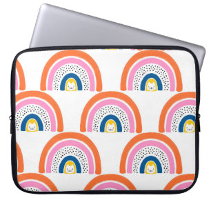 Rainbow cats seamless kids pattern. Cute hand draw Laptop Sleeve